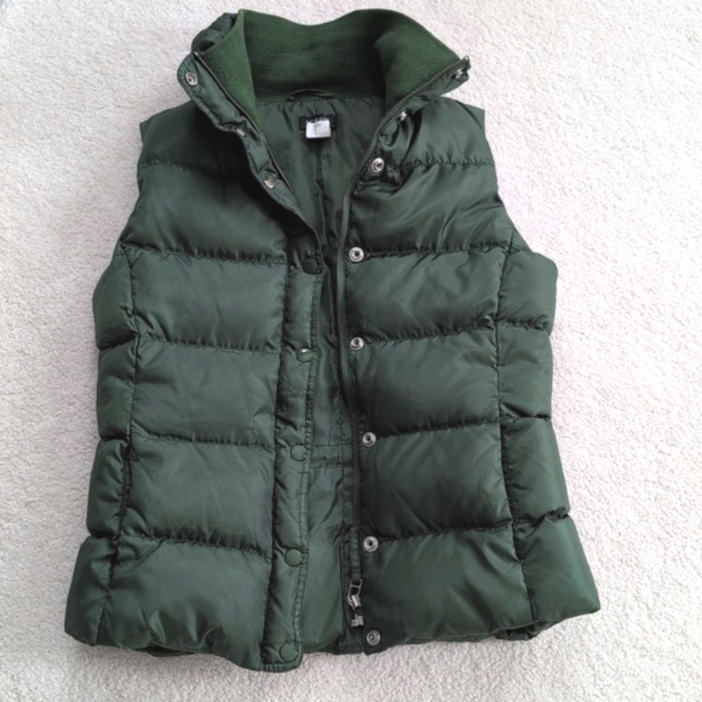 J. Crew Down Vest, Size XS, Green